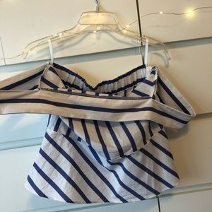 Blue and white off the shoulder top